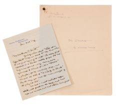 Merrick (Leonard) The Dovecote, autograph manuscript signed, [c.1913]; and an A.L.s from the same...