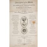 Broadside.- Napoleon.- Description of a Medal (A), in honor of Neapolone Bonaparte ... the First ...