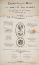 Broadside.- Napoleon.- Description of a Medal (A), in honor of Neapolone Bonaparte ... the First ...