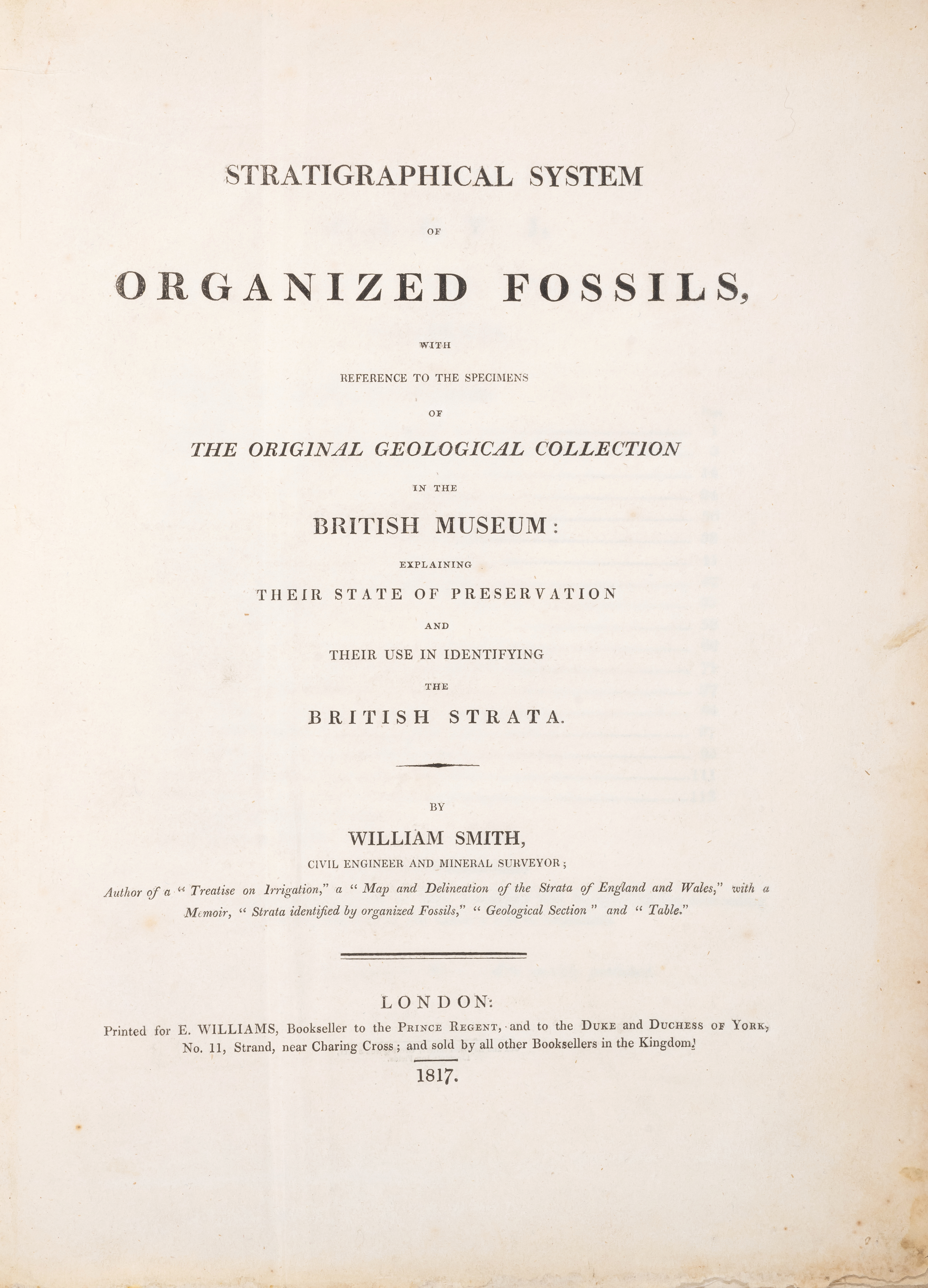 Geology.- Smith (William) Stratigraphical System of Organized Fossils..., part 1 [all published],... - Bild 2 aus 2