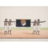 India.- Anglo-Indian School (19th century) Four original watercolours of palanquins, with their c...