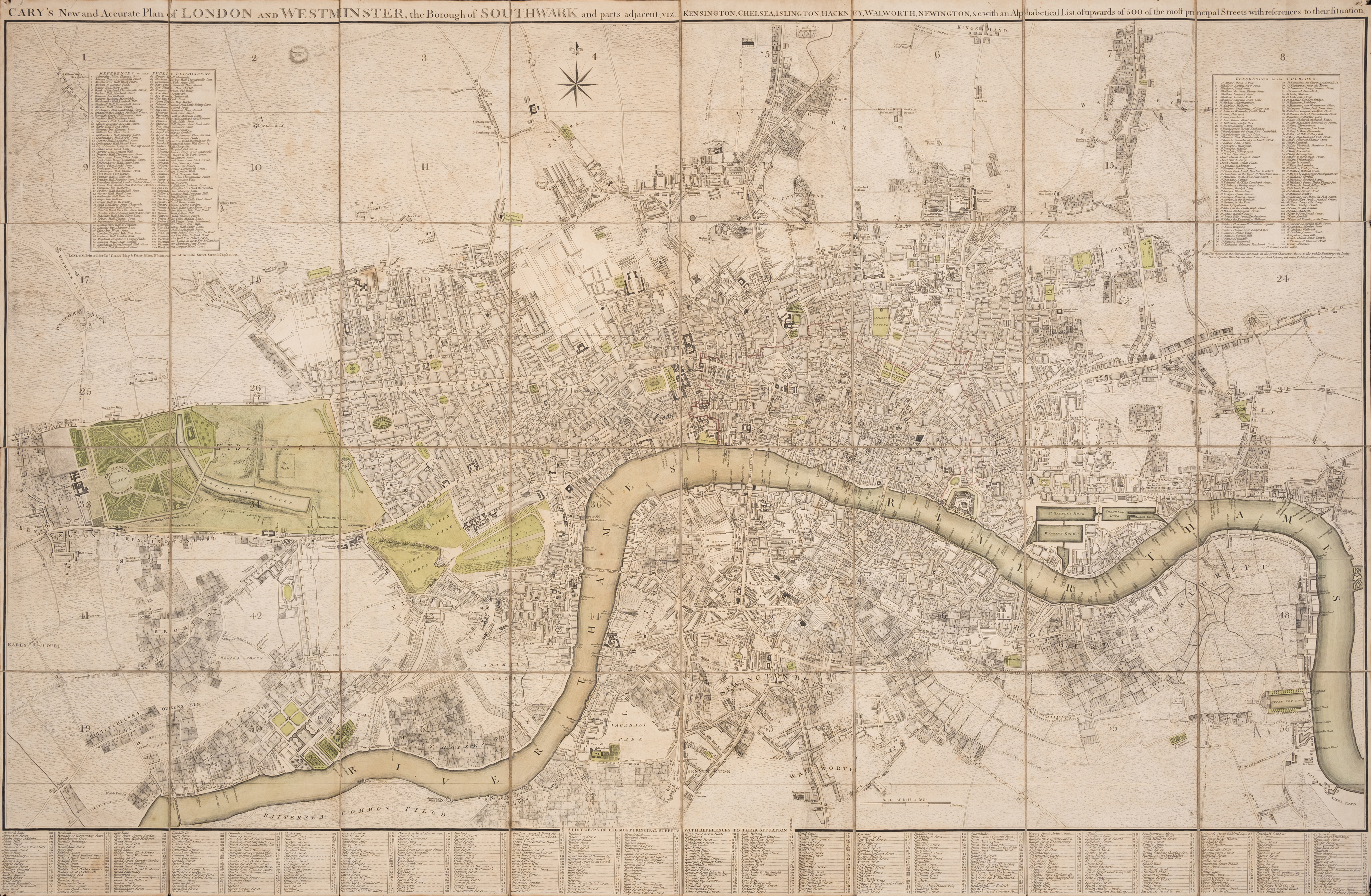 London.- Cary (John) Cary’s New and Accurate Plan of London and Westminster, the Borough of South...