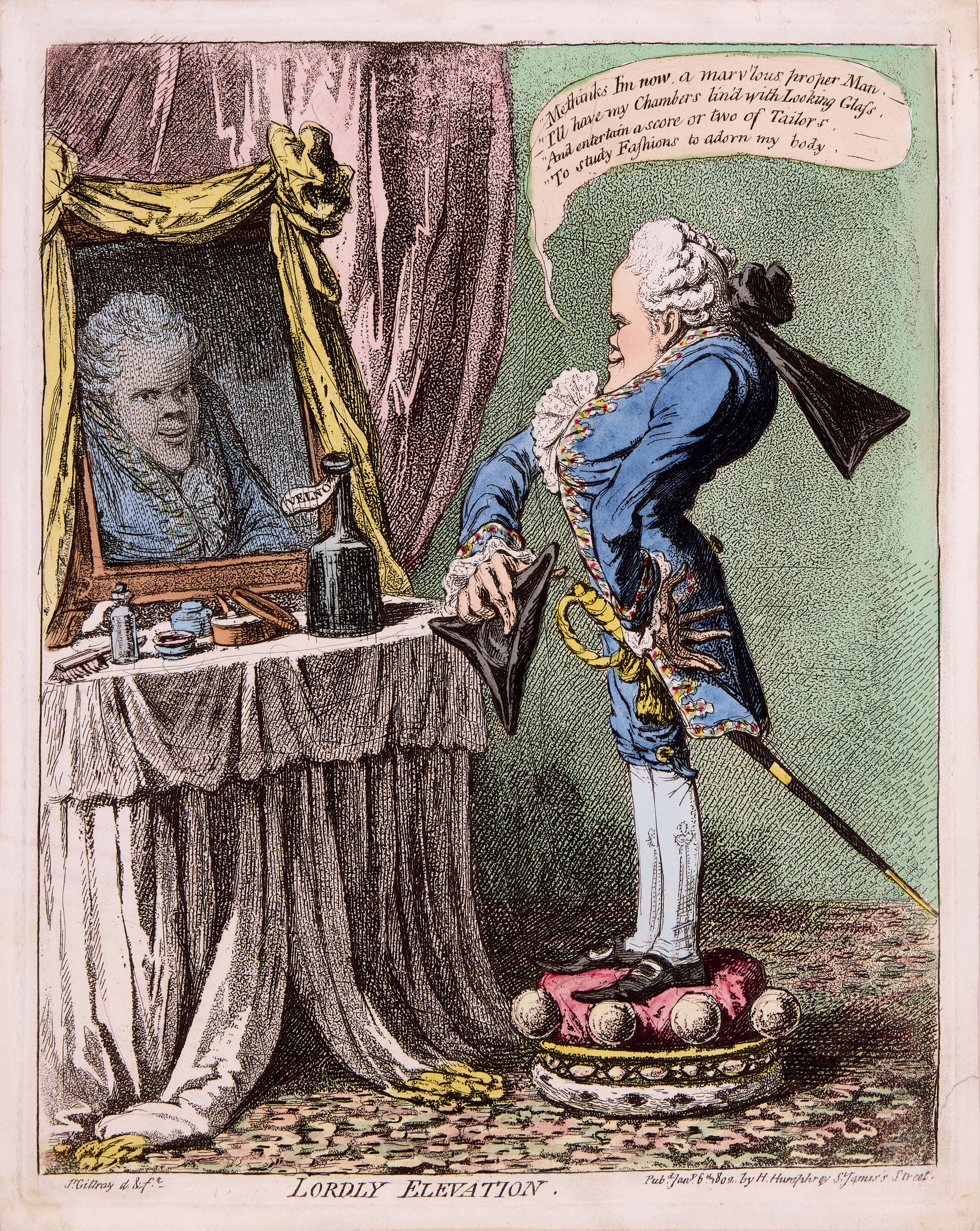 Gillray (James) Lordly Elevation, etching with hand-colouring, 1802; and another (2)