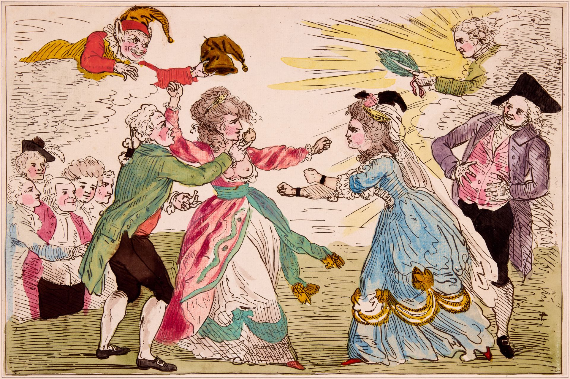 Cruikshank (George) and others. Collection of 12 original caricatures with Drury Lane and Theatri...