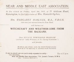 Balkans.- Woman traveller & scholar.- Near & Middle East Association Mrs. Margaret Hasluck...(who...