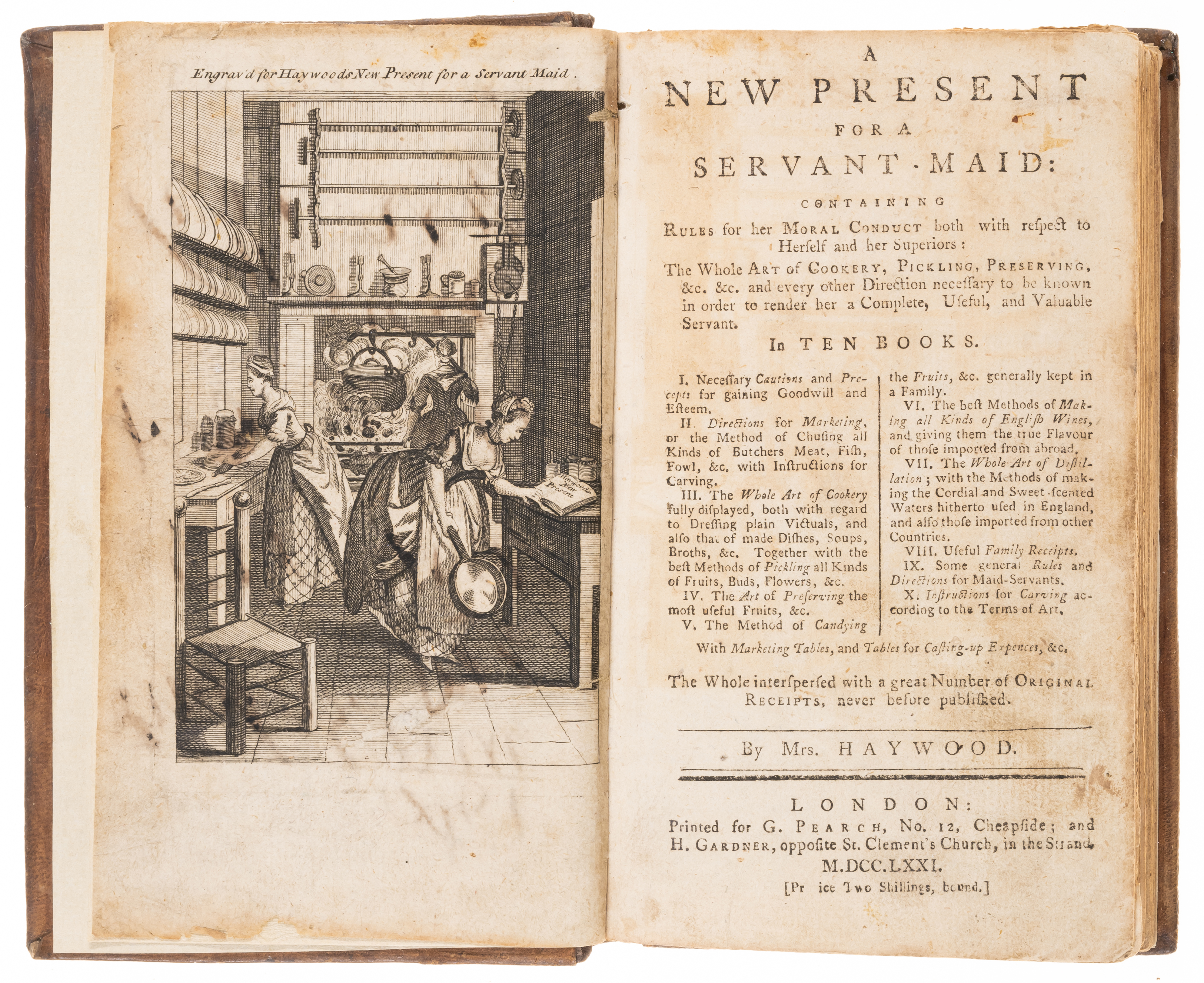 Servants.- Haywood (Eliza) A New Present for a Servant-Maid...The Whole Art of Cookery, Pickling,...