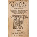 Histoire de Huon de Bordeaux, Lyon, for Claude Chastelard, 1626.