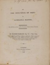 Babbage (Charles) The Influence of Signs in Mathematical Reasoning, presentation copy from author...