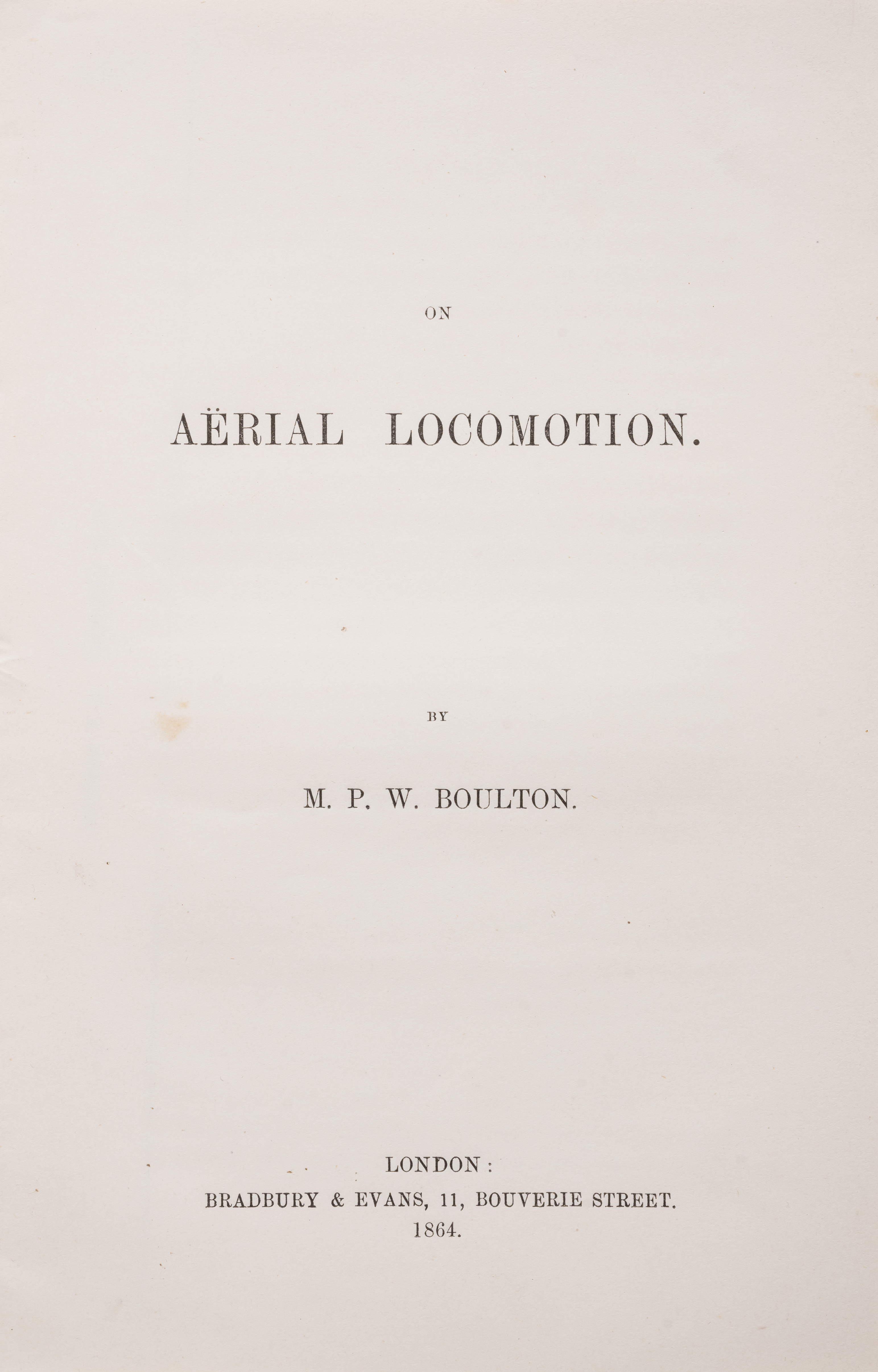 Boulton (M. P. W.) On Aerial Locomotion, first edition, 1864