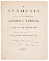 Mathematics.- Lawson (John) A Synopsis of all the data for the construction of triangles, from wh...