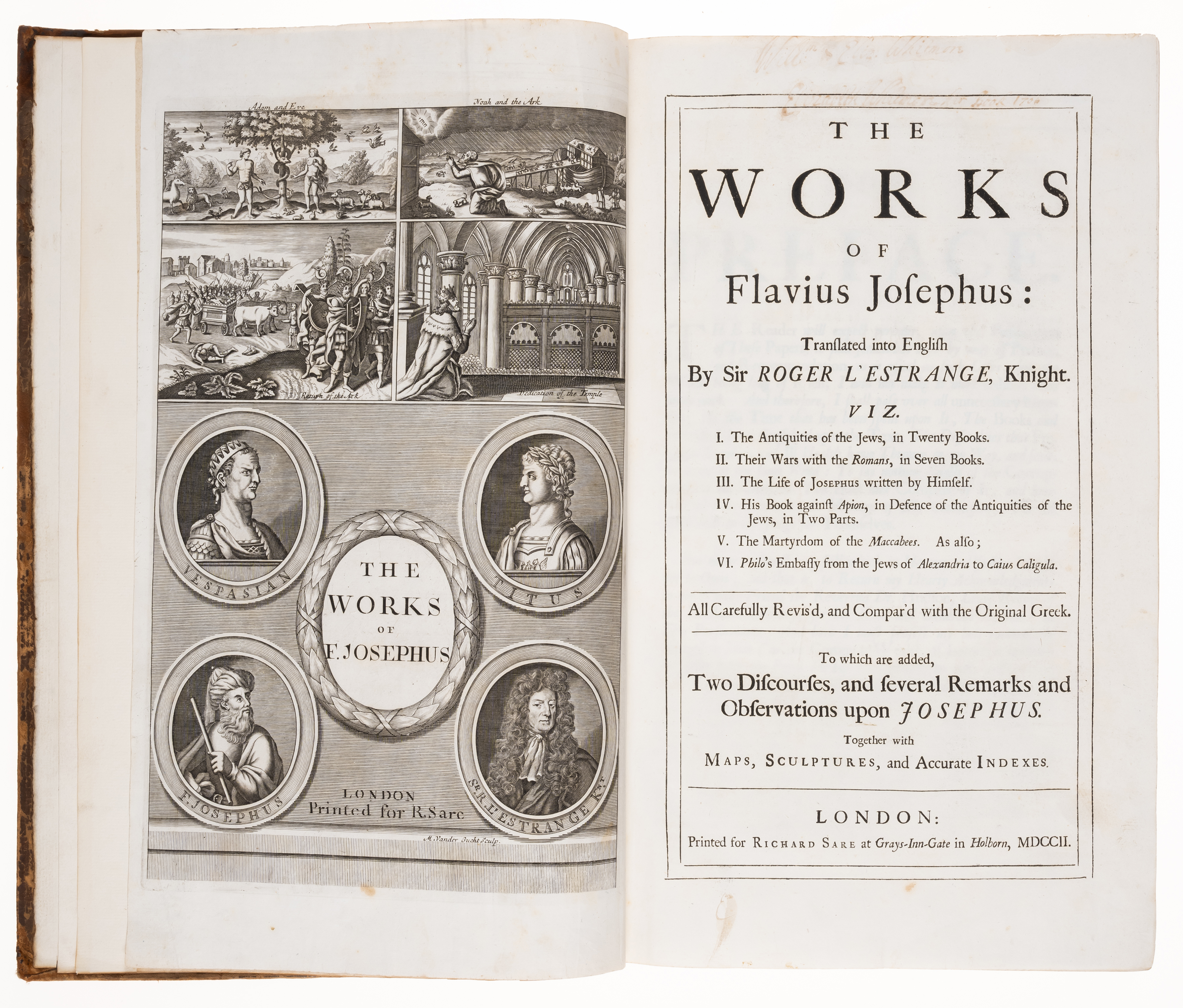 Judaica.- Josephus (Flavius) The Works of Flavius Josephus: Translated into English by Sir Roger ...