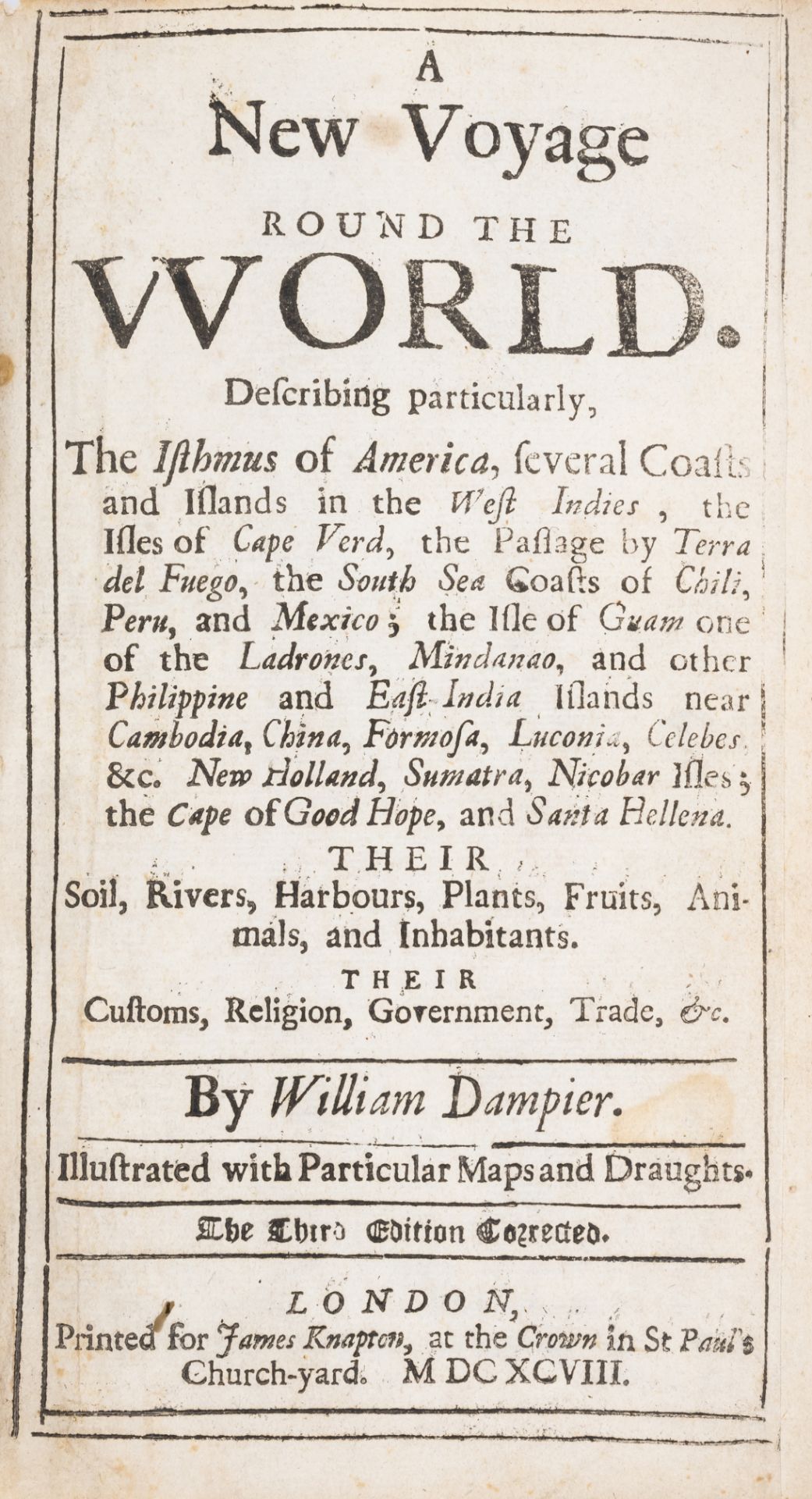 Voyages.- Dampier (William) A New Voyage Round the World... the Isthmus of America..., vol.1 (of ...