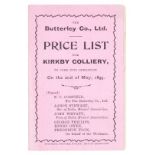 Mining.- Butterly (The) Co., Ltd. Price list for Kirkby Colliery, to come into operation on the 2...