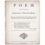 [Young (Edward), attributed to] A Poem occasion'd by reading Shaftsbury's Characteristicks. Refer...