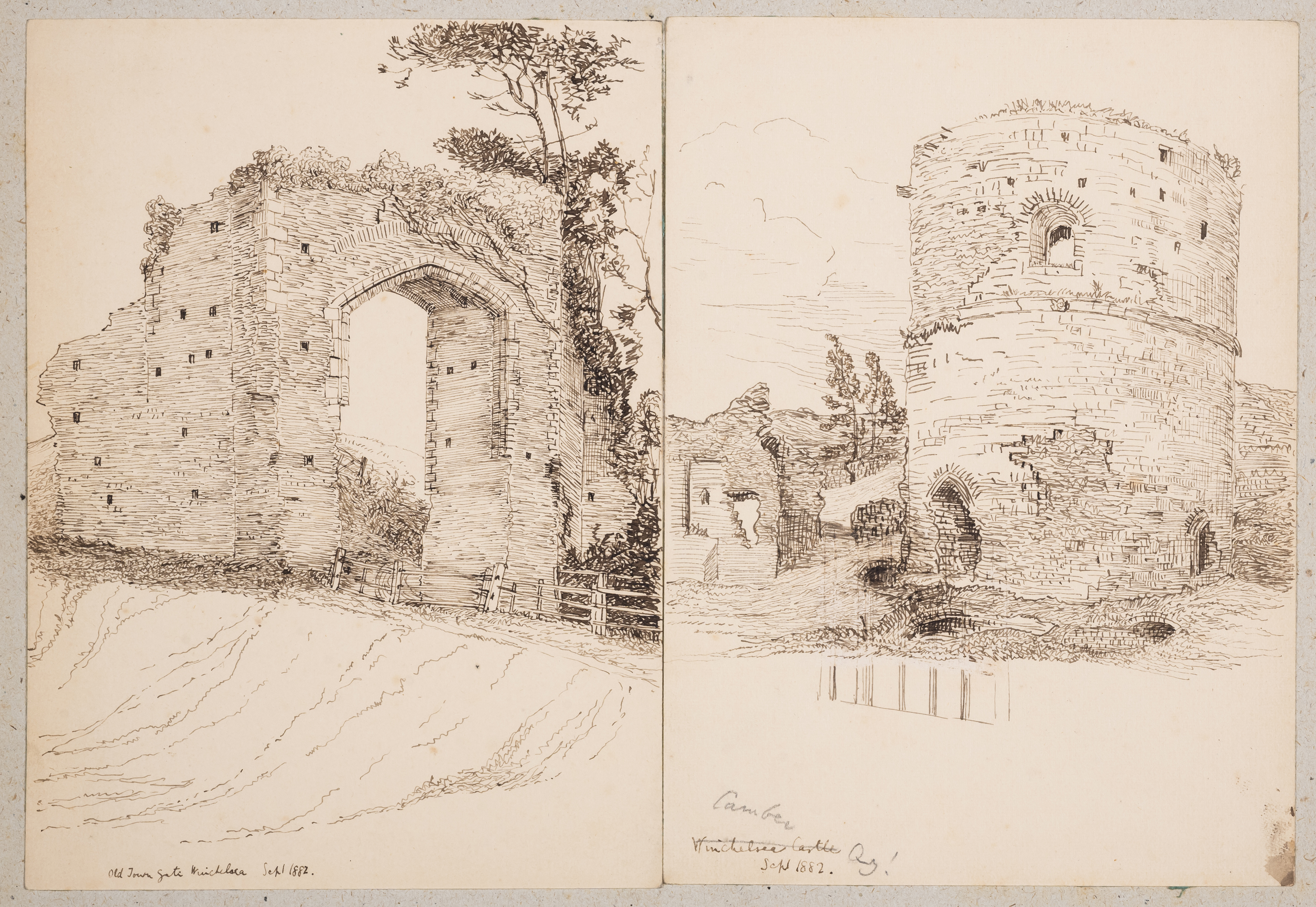 English architecture.- Sketchbook of views and architectural detail of English buildings, 72 pen ... - Image 2 of 2