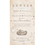 Wine & tobacco.- [Walpole (Robert, Earl of Orford)] A Letter from a Member of Parliament to his F...