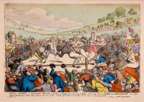 Boxing.- Rowlandson (Thomas) Rural Sports. A Milling Match, etching with hand-colouring, 1811