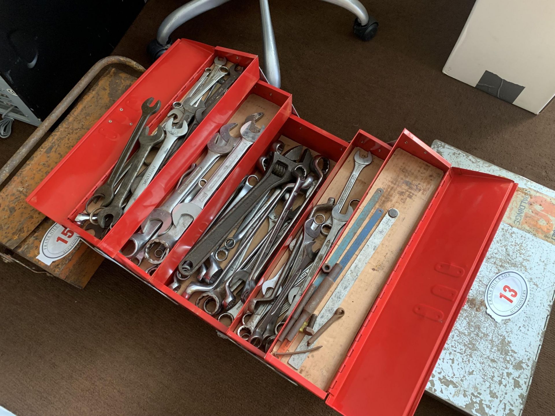 Toolbox & contents, mainly spanners