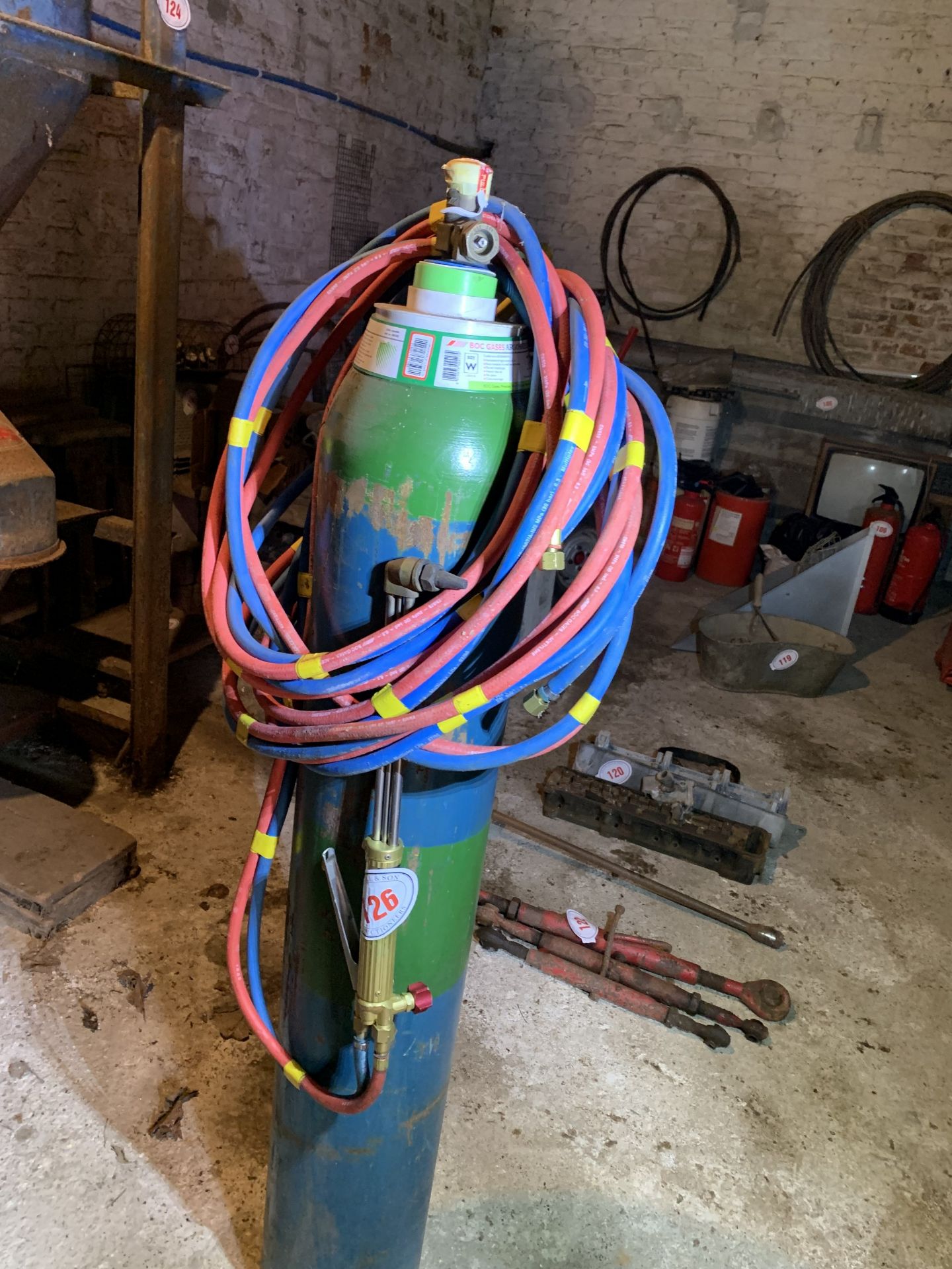 Oxyacetylene cutting torch & pipes