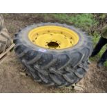 Pair of 320/85R32 eight stud wheels & tyres, Kleber tyres with 80% tread