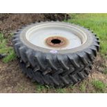 Pair of 340/85R46 eight stud wheels & tyres, Michelin tyres with 90% tread