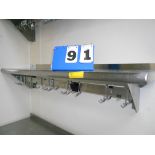 4ft Stainless Steel Wall Shelf w/Pot Hooks