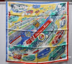 Vintage Le 24 Heures du Mans silk scarf, J Dubois Freres, 76 x 76cm