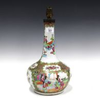 19th century Chinese canton enamel famille rose vase, painted with Mandarin rose pattern, metal