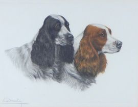 LEON DANCHIN (1887-1938) a study of two spaniels, signed print, framed under glass, 52 x 39cm