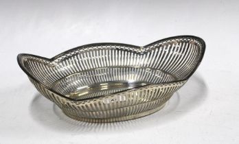 Continental white metal bread basket, 29cm long,