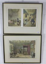 SWARBRECK, a pair of colour lithograph prints of Holyrood Palace to include Queen Mary's Bedroom,