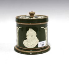 Copeland Late Spode Queen Victoria Diamond Jubilee tobacco jar and cover, (chip to underside of