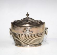 An Edwardian silver sugar box, makers mark for Carrington & Co, London 1903, with gilt interior