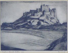 JOSEPHINE HASWELL MILLER (SCOTTISH 1890-1975) Bamburgh, signed etching, dated 1925, framed under