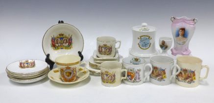 Royal Commemorative china to include a Shelley George V mug, Shelley Festival of Empire lidded