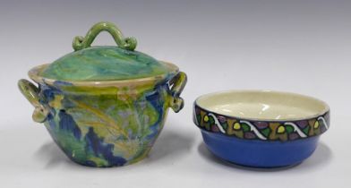 Albion art decor pottery bowl and a studio pottery bowl and cover (2) 22 x 17cm.