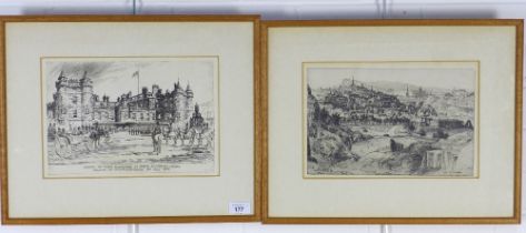 ROBERT C. ROBERTSON, two framed etchings to include Holyrood House and Auld Reekie, framed under