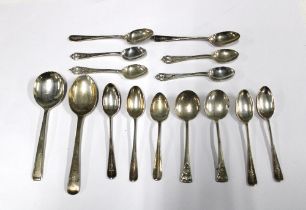 A collection of silver teaspoons, mixed hallmarks, (15)