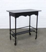 Late 19th century ebonised side table, rectangular top over a single drawer with carved frieze,