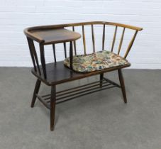 Mid century dark elm Ercol style telephone table likely by Chippy Heath, 88 x 68 x 46cm