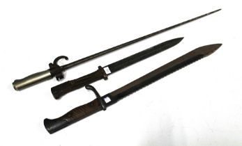 Bayonet rapier and two other bayonets (3)