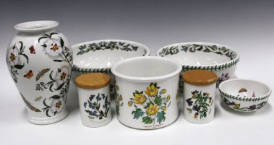 Portmeirion Botanic Garden pottery to include a vase, bowls and canisters, etc (7)