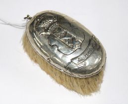 Dutch silver backed clothes / table brush with Amsterdam city crest 16cm long