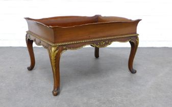A tray top silver table, with parcel gilt decoration, raised on cabriole legs, 70 x 41 x