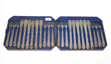 Set of twelve Epns fish knives and forks , contained over two trays (12)