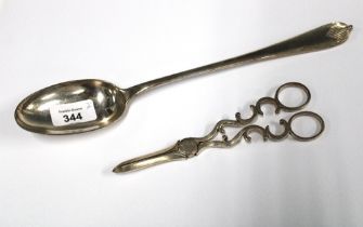 Epns serving spoon, 31cm long, and a pair of Epns grape scissors (2)