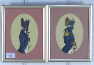 AFTER JOHN MOLLO, two framed prints to include Midshipman and Vice Admiral, 19 x 24cm overall (2)