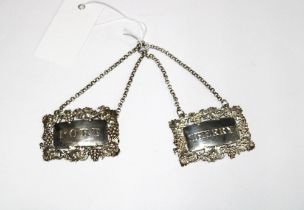 Two William IV silver decanter labels to include Port & Sherry, Birmingham 1833 (2)