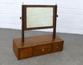 19th century mahogany and inlaid toilet mirror, with bone handles, 50 x 52 xc 20cm.