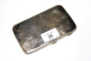 George V silver cigarette case, Birmingham 1917, with a silver gilt interior. 13.5 x 8.5cm